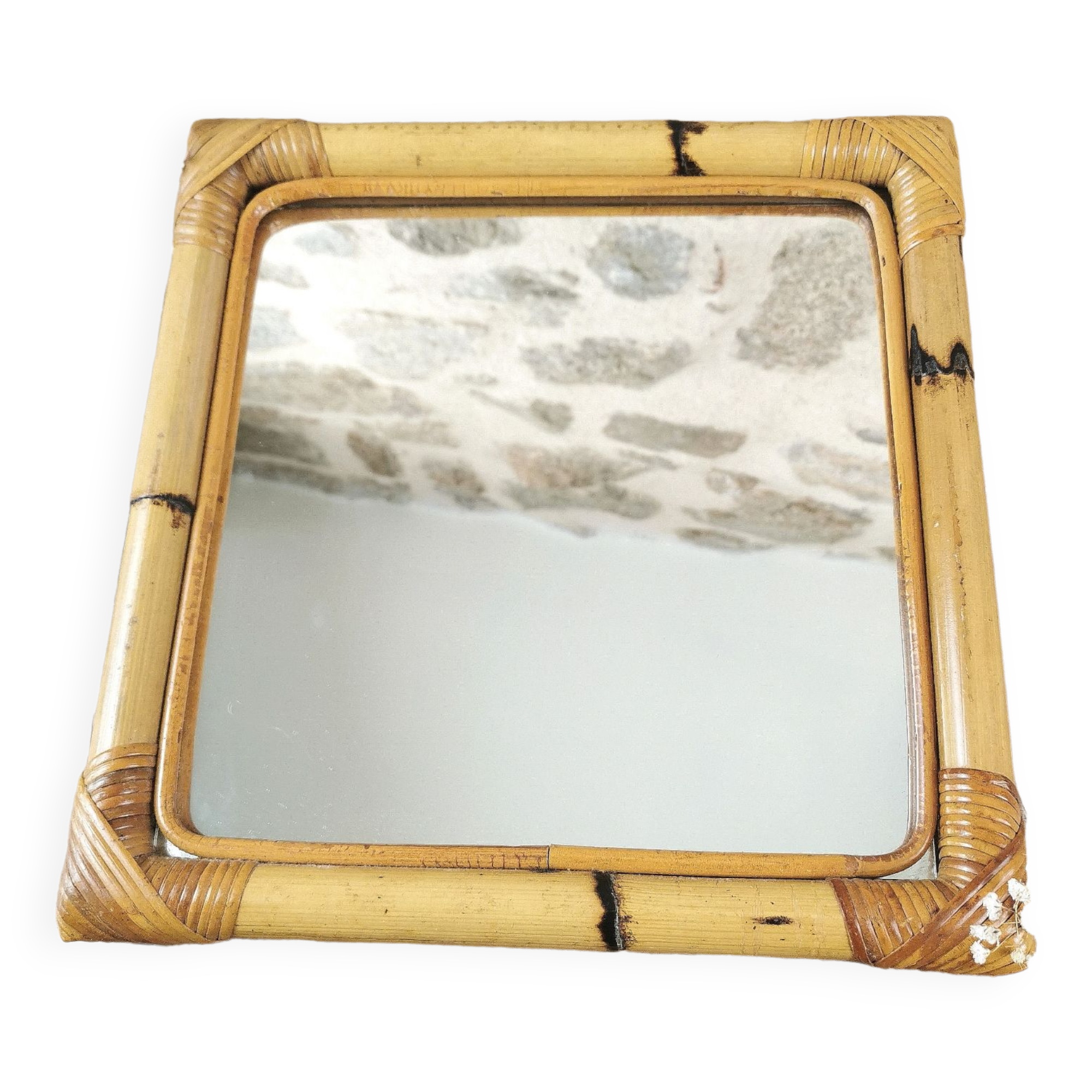 Miroir en bambou et rotin