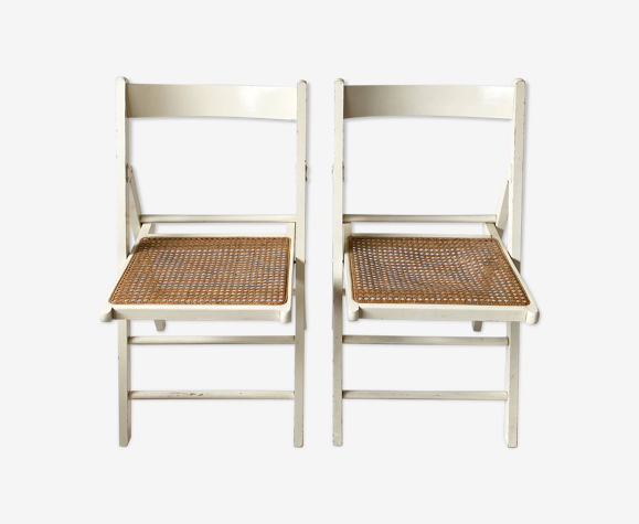 Paire chaises pliantes cannage