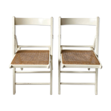 Pair folding chairs caning