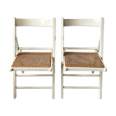 Pair folding chairs caning