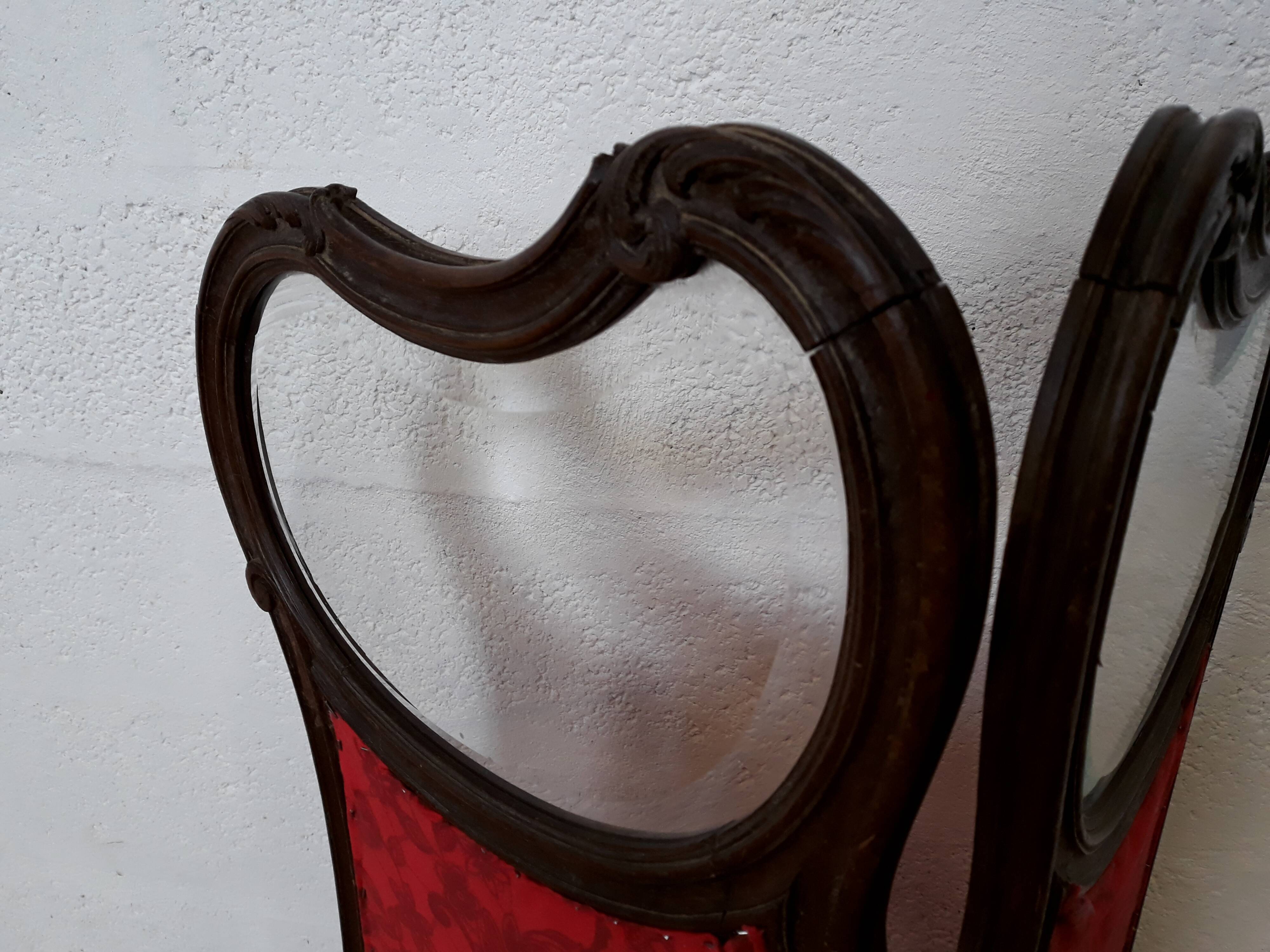 Screen carved wood glass beveled