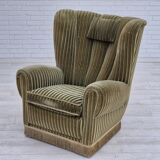 1960s, Danish highback relax armchair, original condition, green furniture velour.