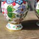 Two small vintage cloisonné enamel vases with Asian floral decoration.