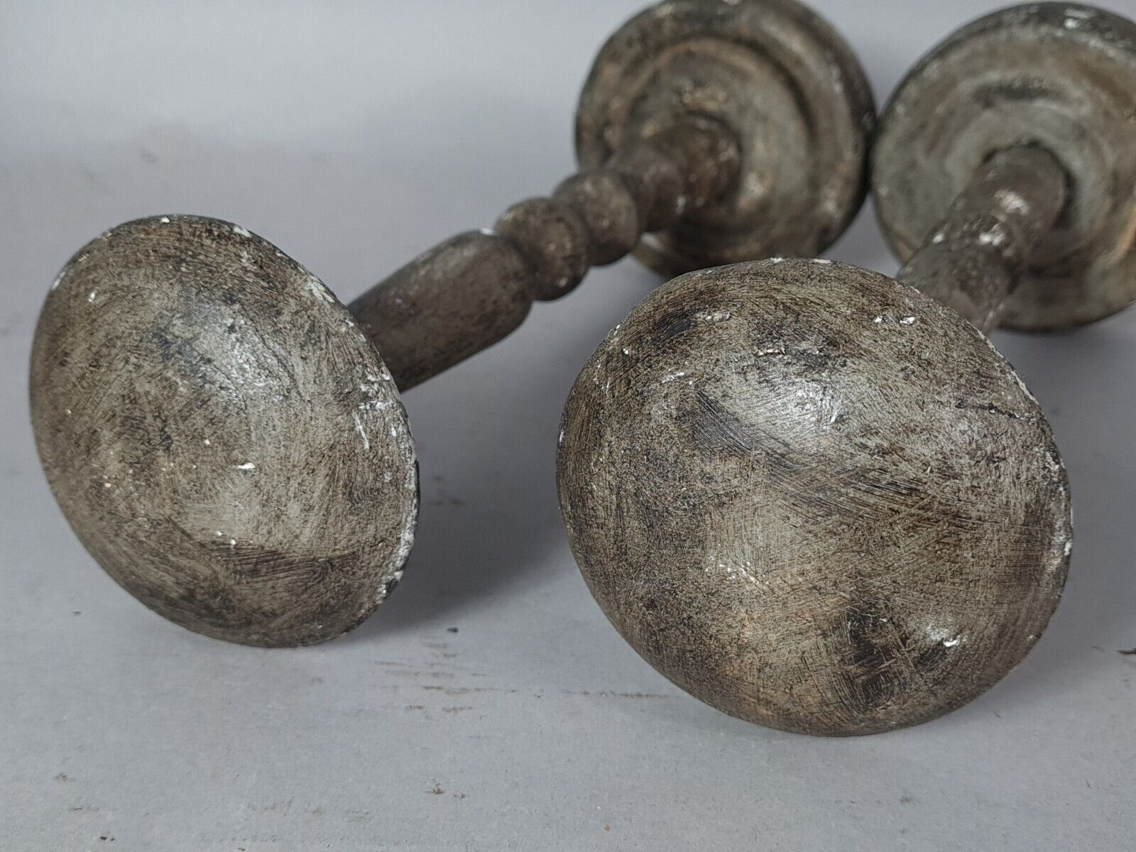 Old pair wooden hat holder patinated vintage 50s