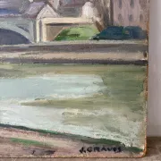 Bridge on the Seine, oil on panel signed A Graves