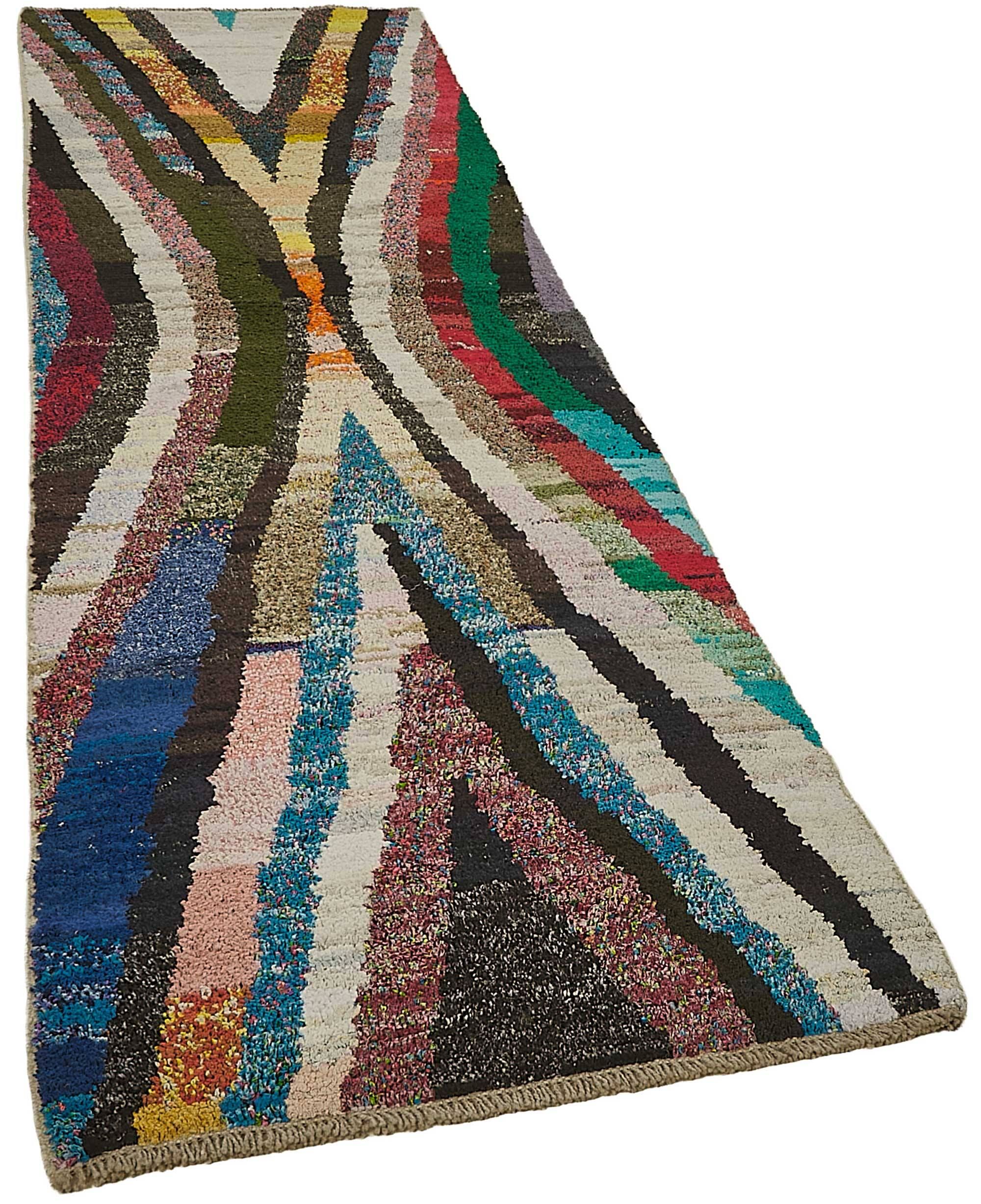 Tapis boho recyclé turc fait main 93 cm x 305 cm
