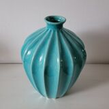 Ribbed turquoise vase