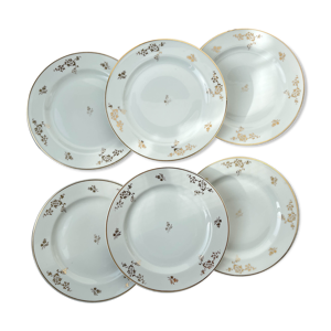 6 assiettes plates porcelaine Limoges