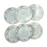 6 assiettes plates porcelaine Limoges blanche dorée