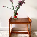 Table basse géométrique bois miel vintage