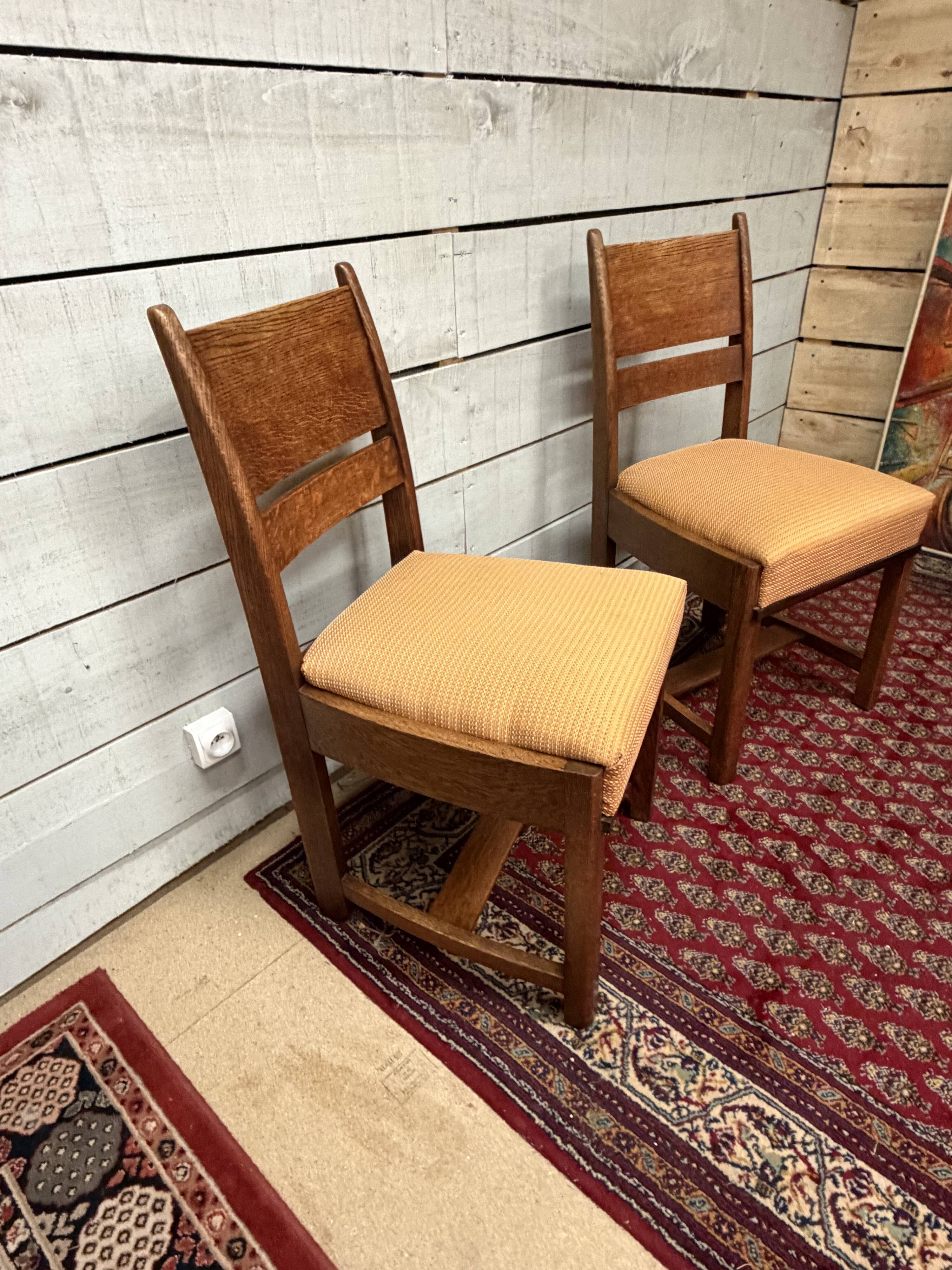 Pair of oak chairs in Art Deco design, Netherlands.