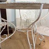 Ensemble table de jardin et 4 chaises en fer forgé
