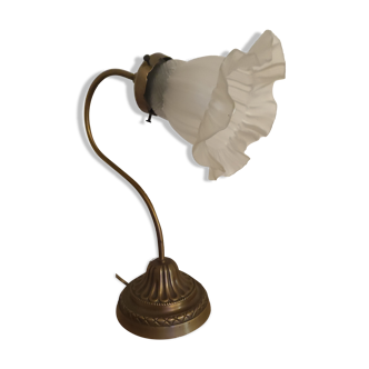 Bronze gooseneck desk lamp and glass paste