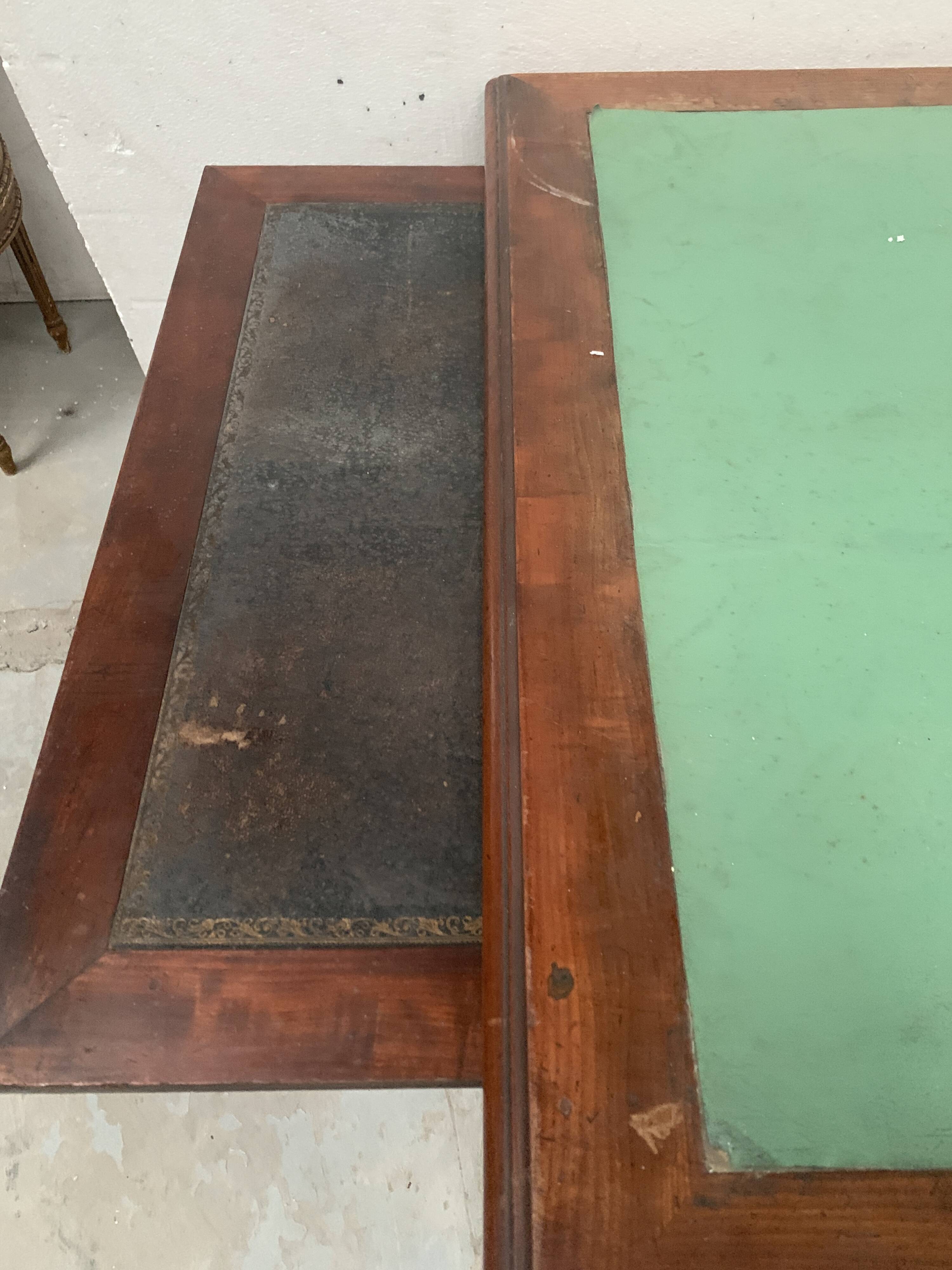 Napoleon III style flat desk with pedestal in 19th century mahogany