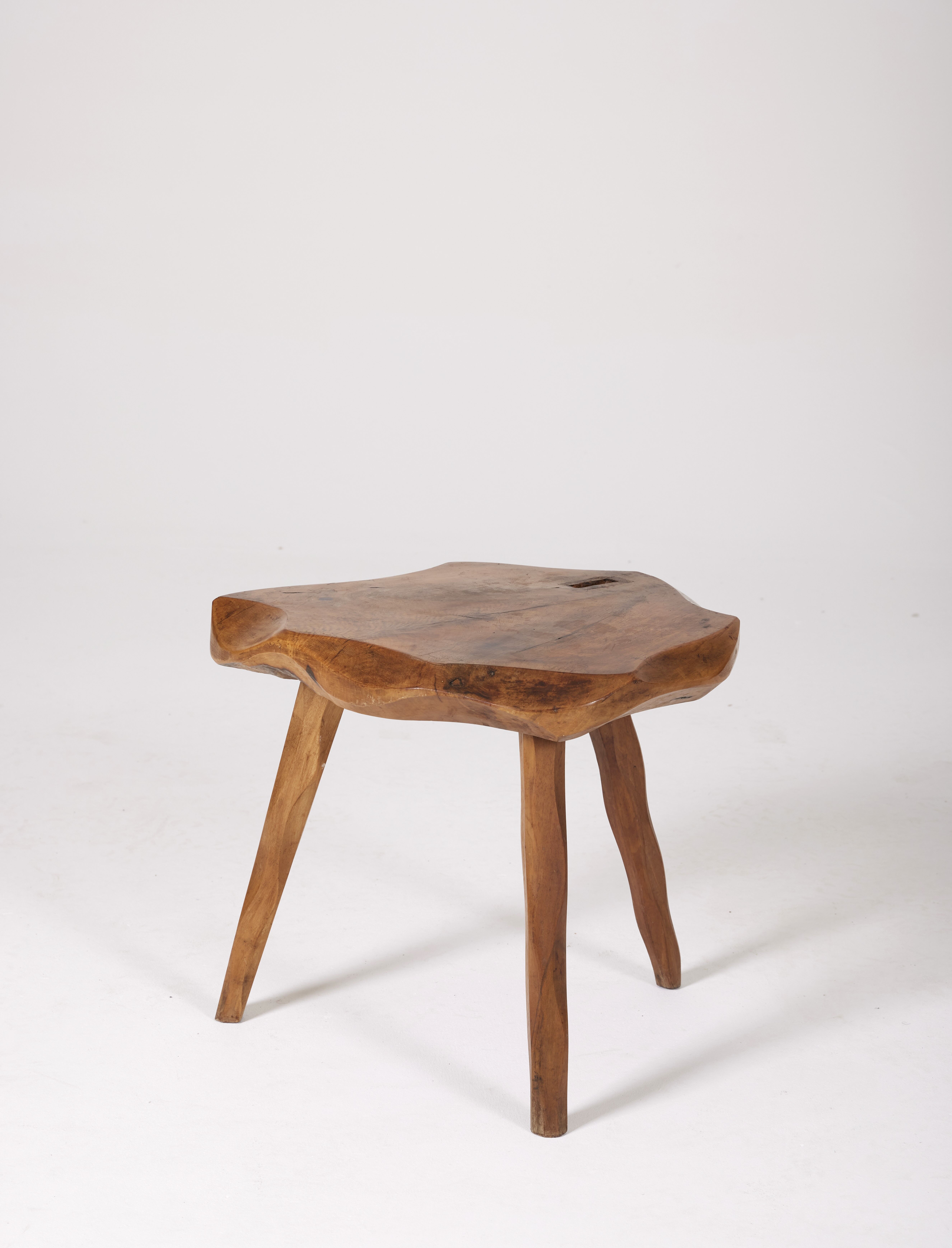 Paire de tabourets tripode brutaliste 1950s