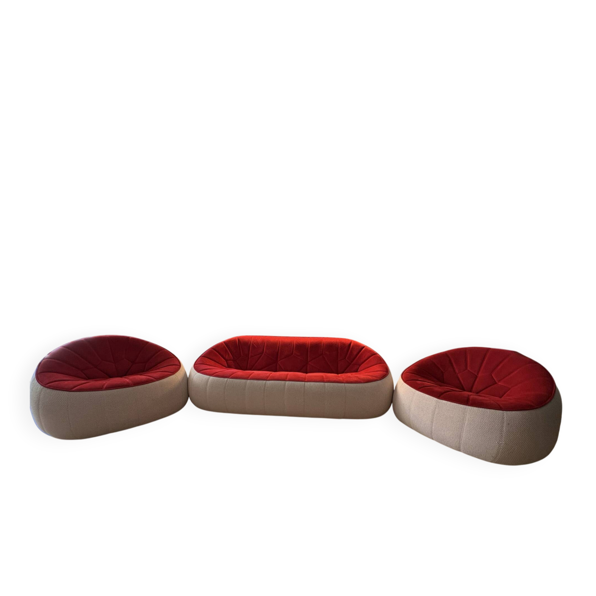 Cinna Ottoman en alcantara : grand canapé + 2 fauteuils dont 1 pivotan