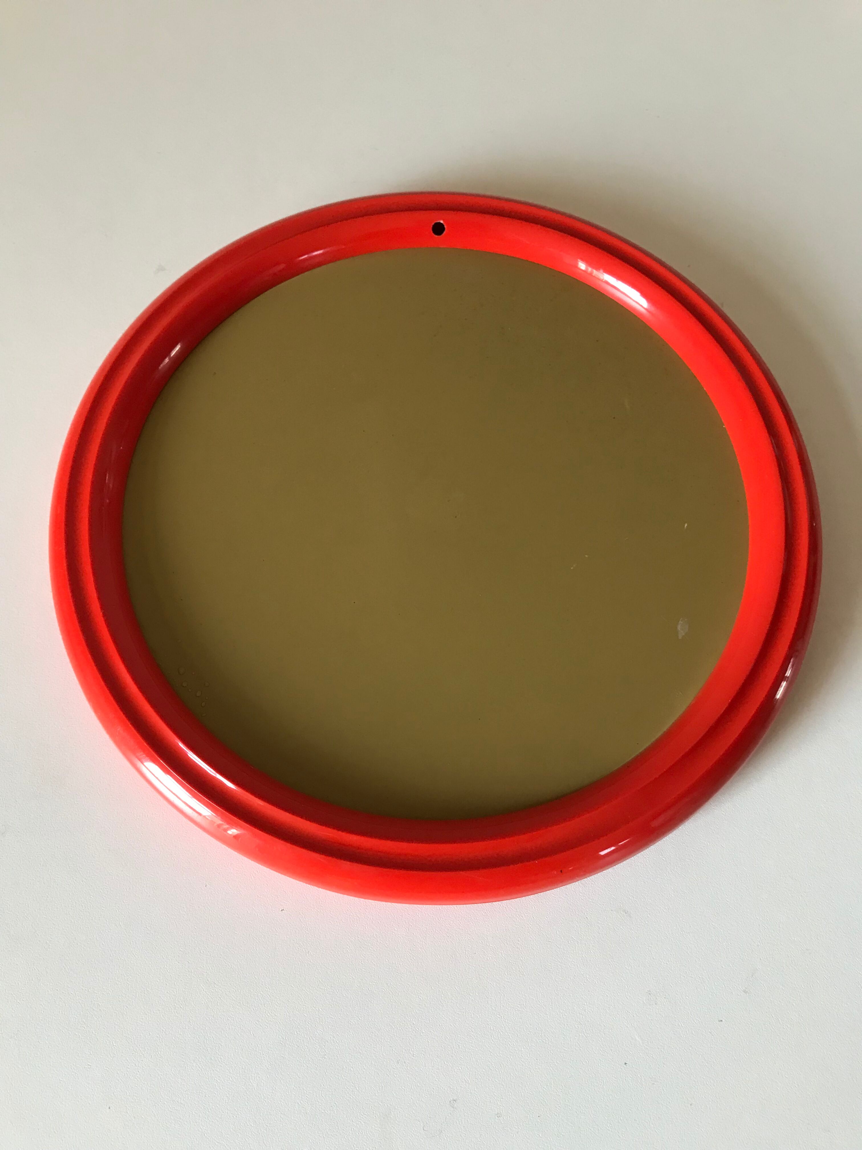 Round mirror vintage orange Years 70
