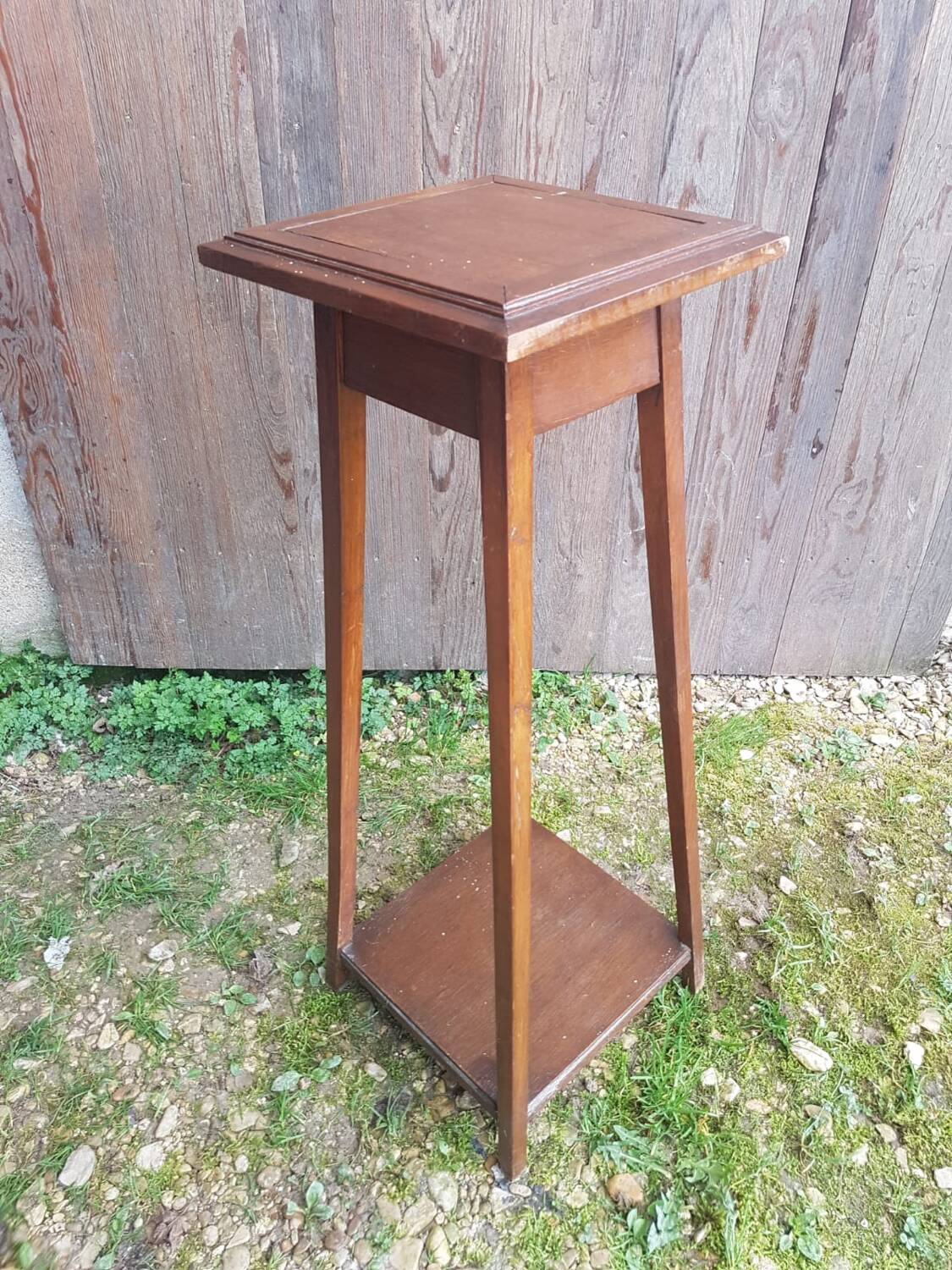 Sellette table appoint bois pieds compas vintage