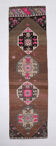 Tapis oushak runner marron géométrique, 97x326cm
