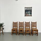 Set of 4 pine chairs, 1970s