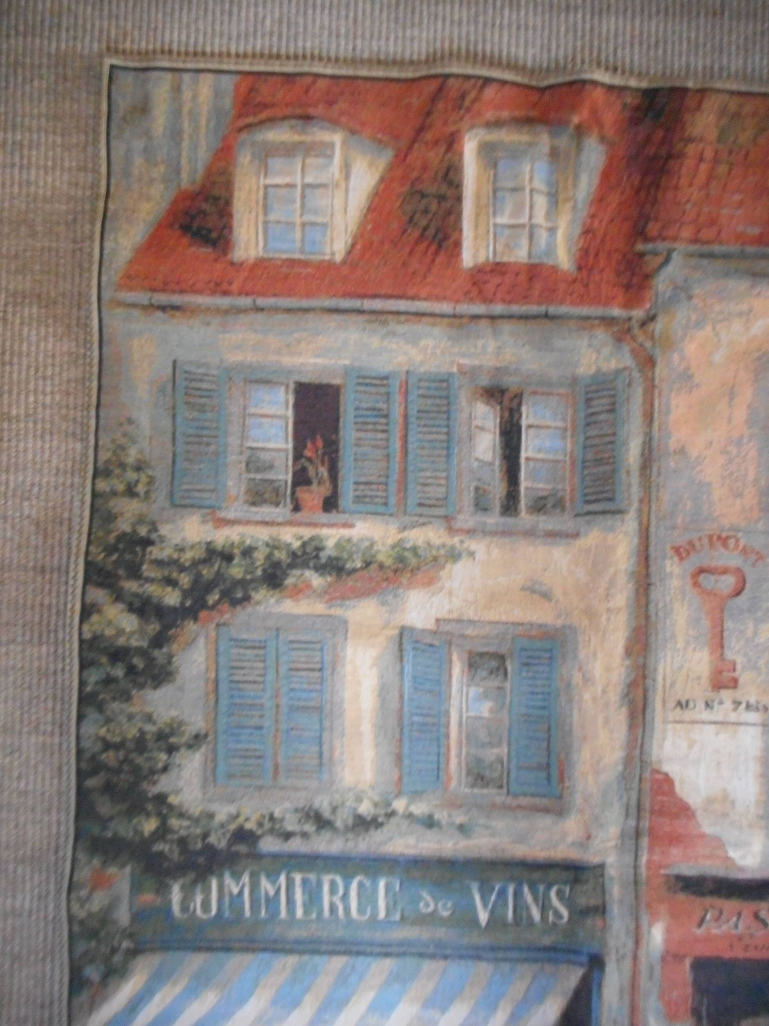 Village wall tapestry in trompe l'oeil after F de Villeneuve