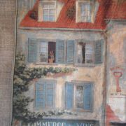 Village wall tapestry in trompe l'oeil after F de Villeneuve