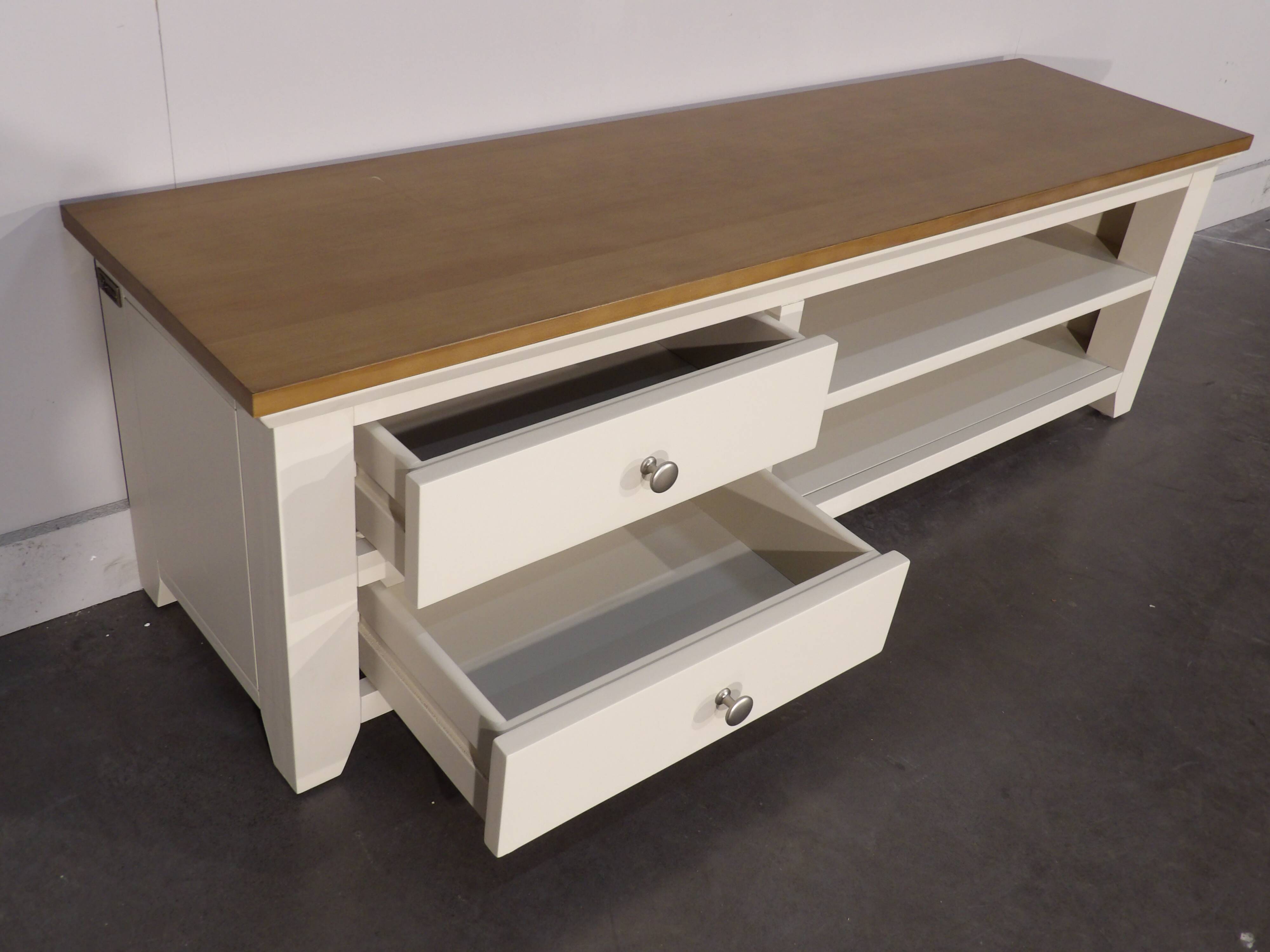 Modern wooden TV unit, 2 compartments, 2 drawers.