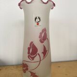 blown glass vase with art nouveau flower decoration
