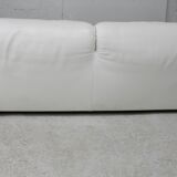 Maralunga sofa by Vico Magistretti, Cassina, white leather, Italy, circa 1970