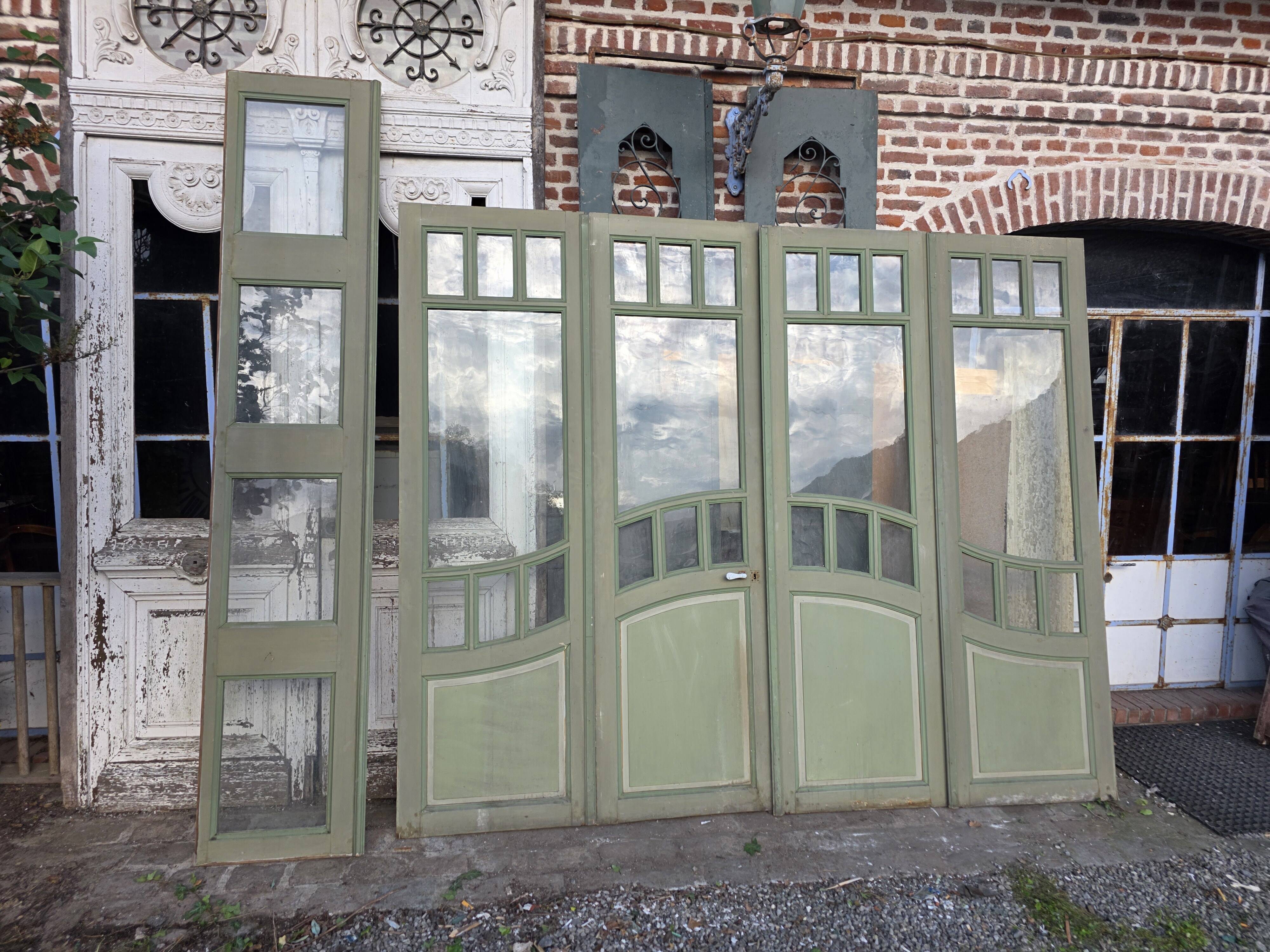 4 Art Nouveau partition doors + transom