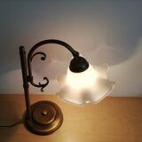 1960s brass and glass table lamp vintage