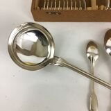 Complete silver metal cutlery set 37 pieces