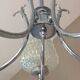 Five-spoke chandelier in chrome-plated metal and structured/vintage glass 60s-70s