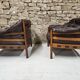 Paire de fauteuil vintage cuir Coja Suède 1960"