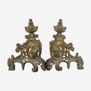 Pair of old bronze andirons