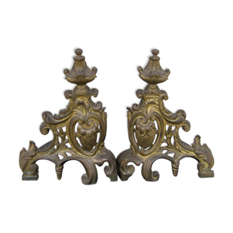 Pair of old bronze andirons