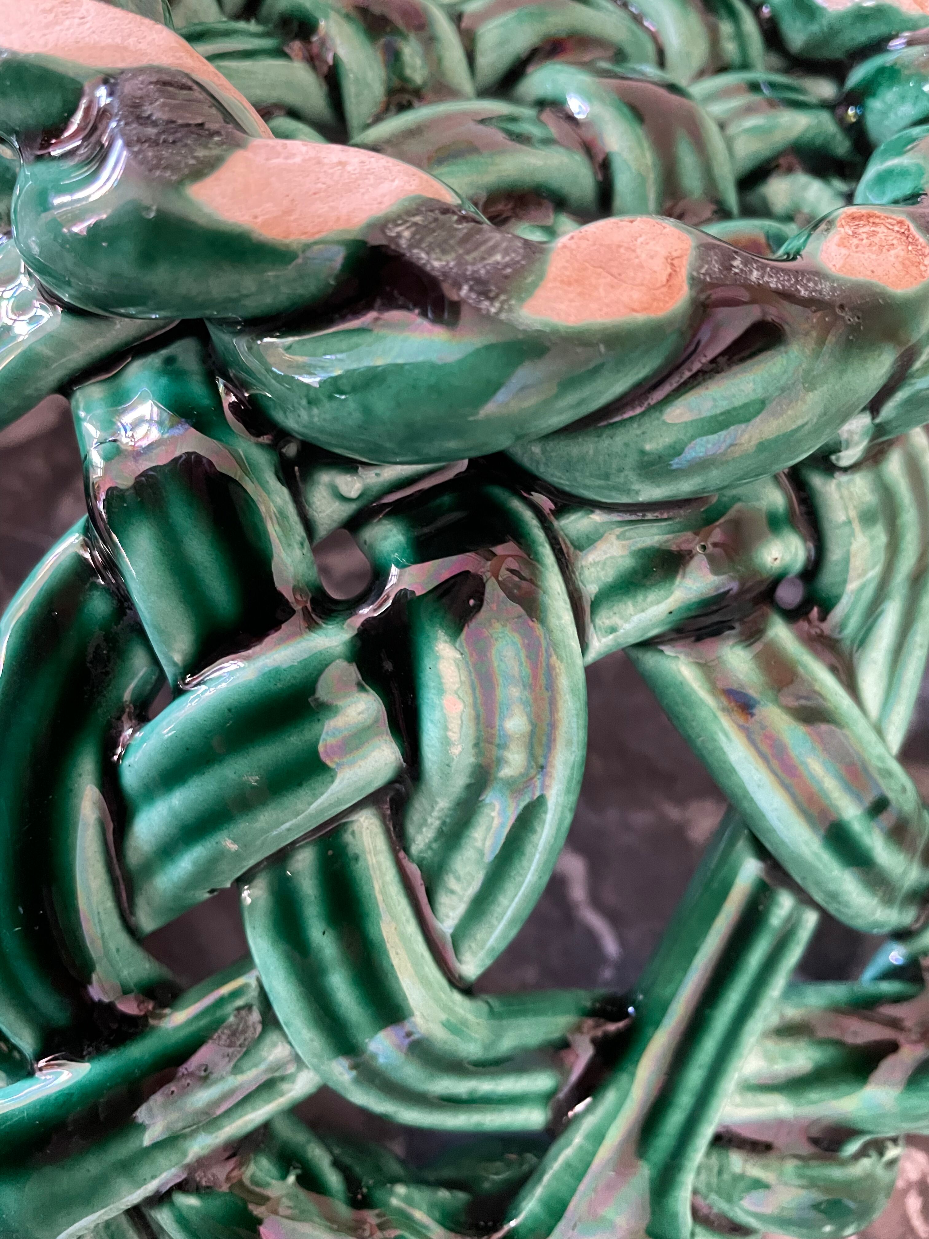 Braided earthenware basket