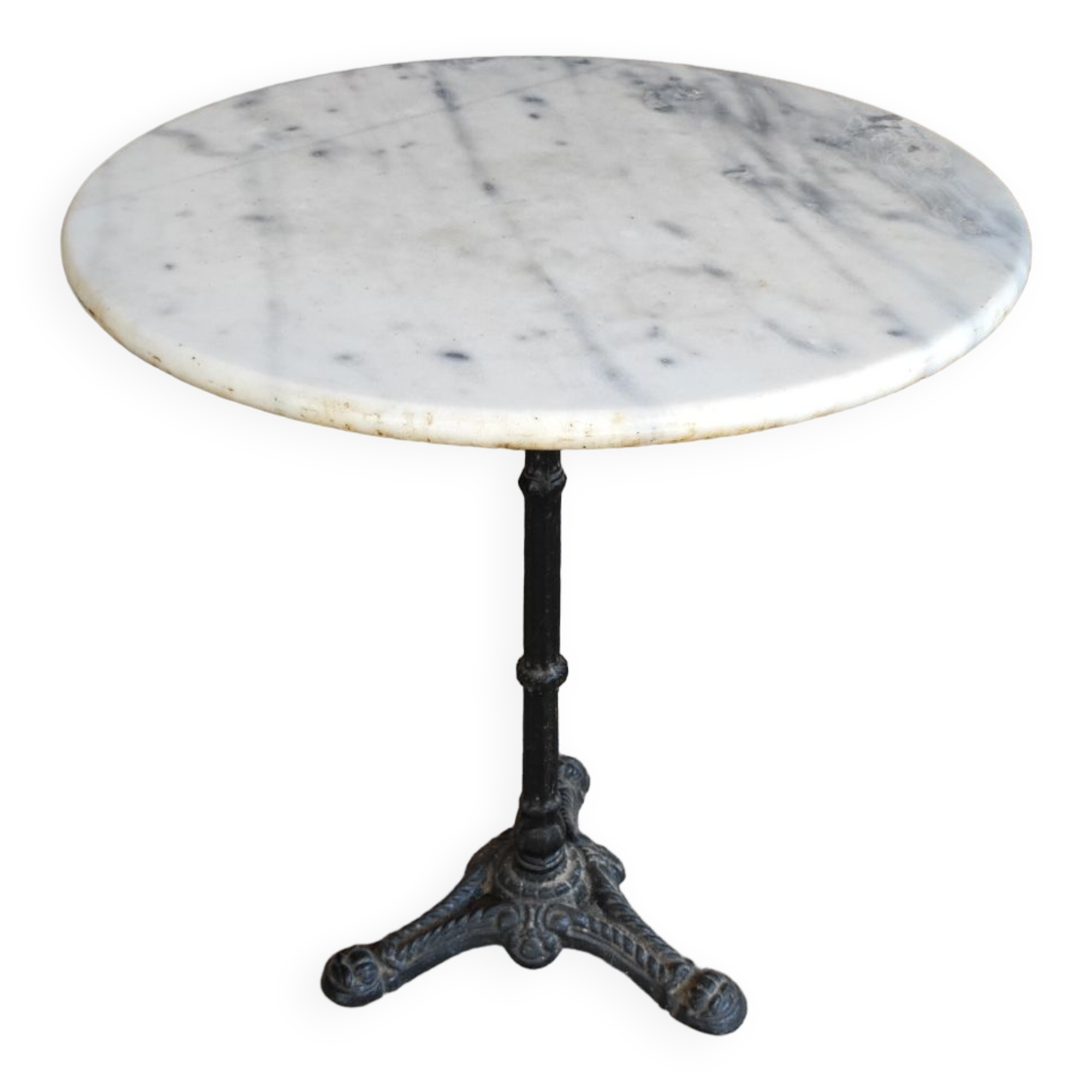 Table bistro marble top cast iron foot