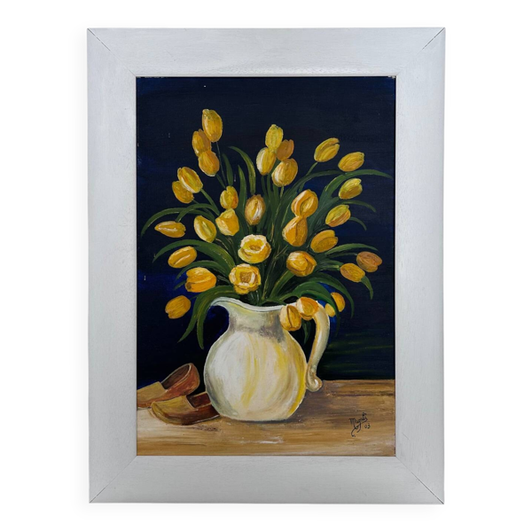 Tableau bouquet de tulipes jaunes