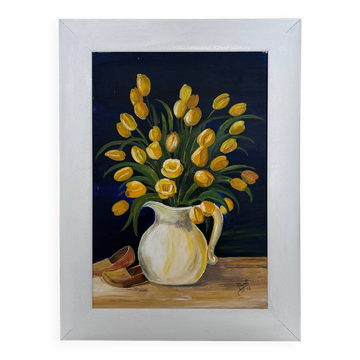 Yellow tulip bouquet painting