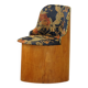 Swedish stump chair / "Kubstol" in pine and floral upholstery, mid-20th century