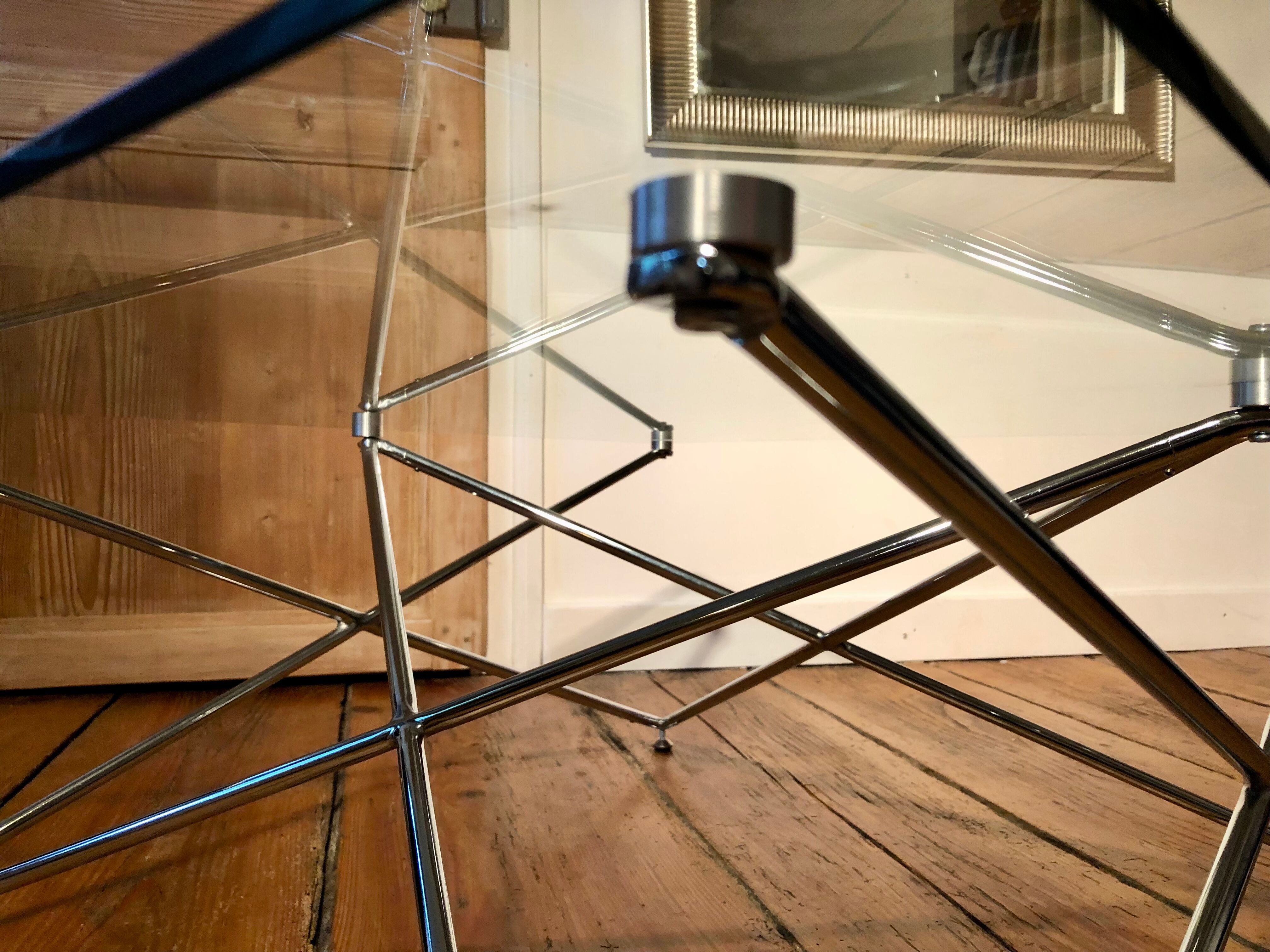 Glass and chrome coffee table