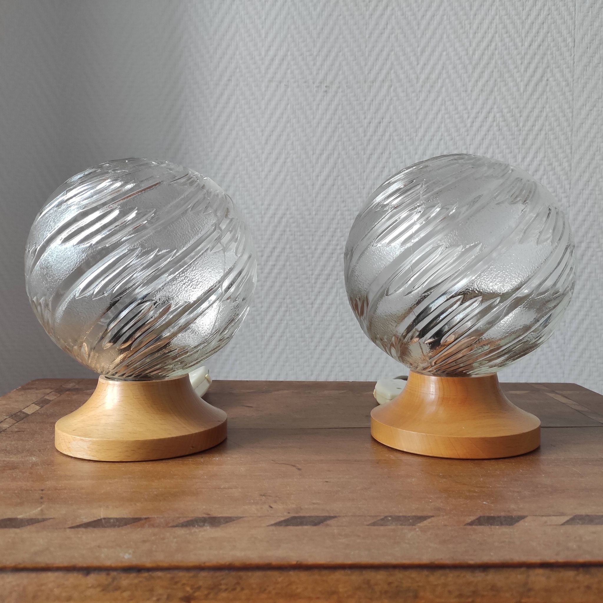 Pair of vintage 1990s globe lamps