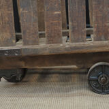 Former factory cart on metal and wood wheels 1950