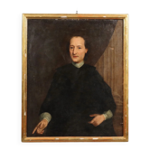 Tableau ancien, portrait d’un homme d’Église, huile sur toile, XVIIIe siècle