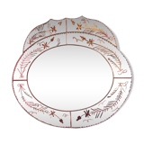 Former venetian oval mirror copper rosé 1950