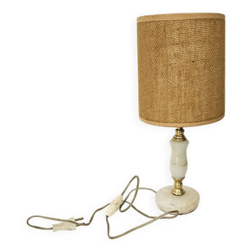 Lampe à poser abat jour avec pied en marbre albatre Années 60's vintage