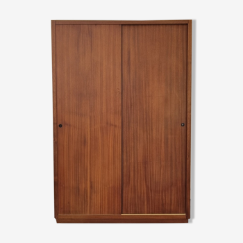 Armoire étagères, bois, portes coulissantes, vintage, années 60