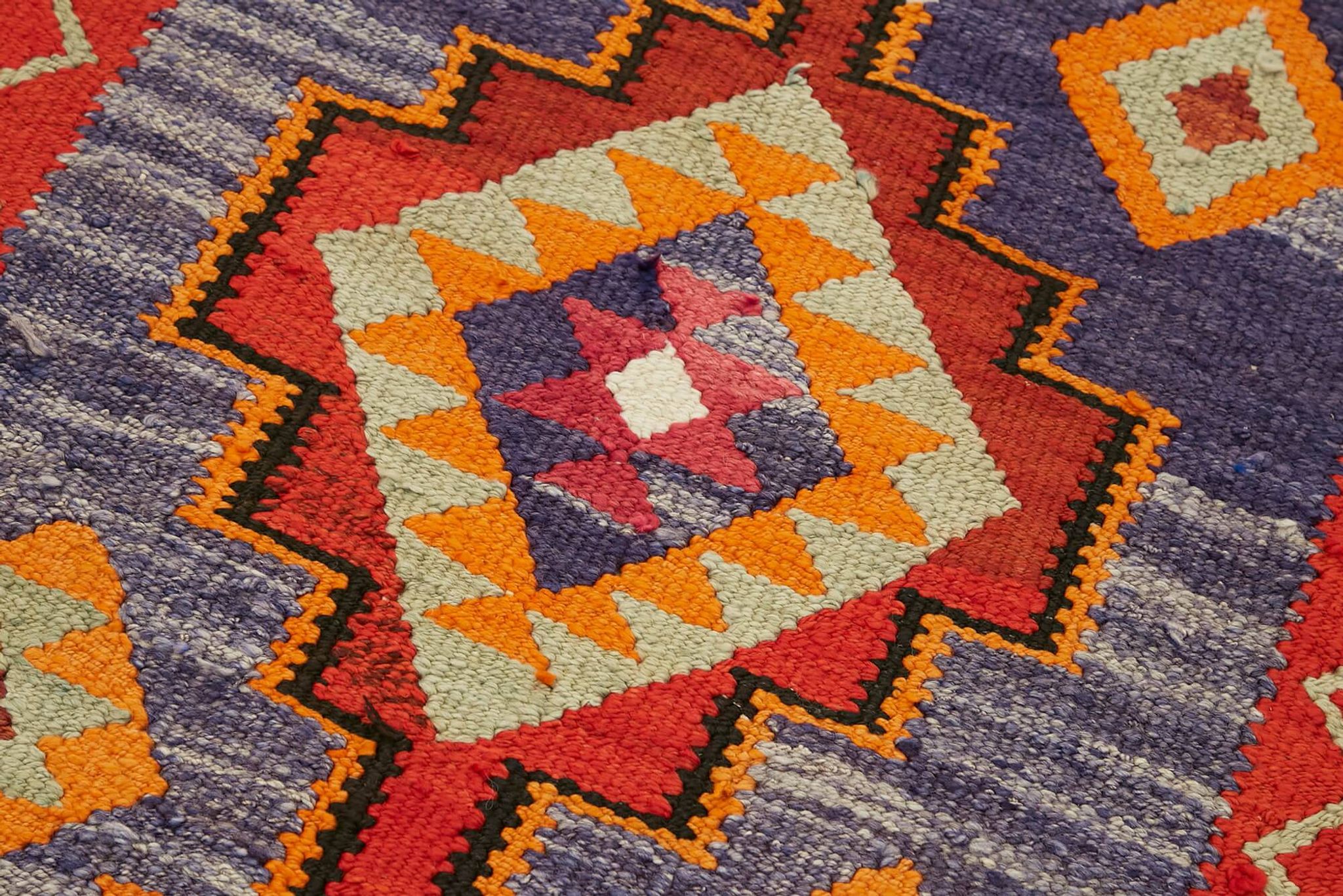 Turkish Handwoven Vintage Herki Kilim 97 cm x 324 cm