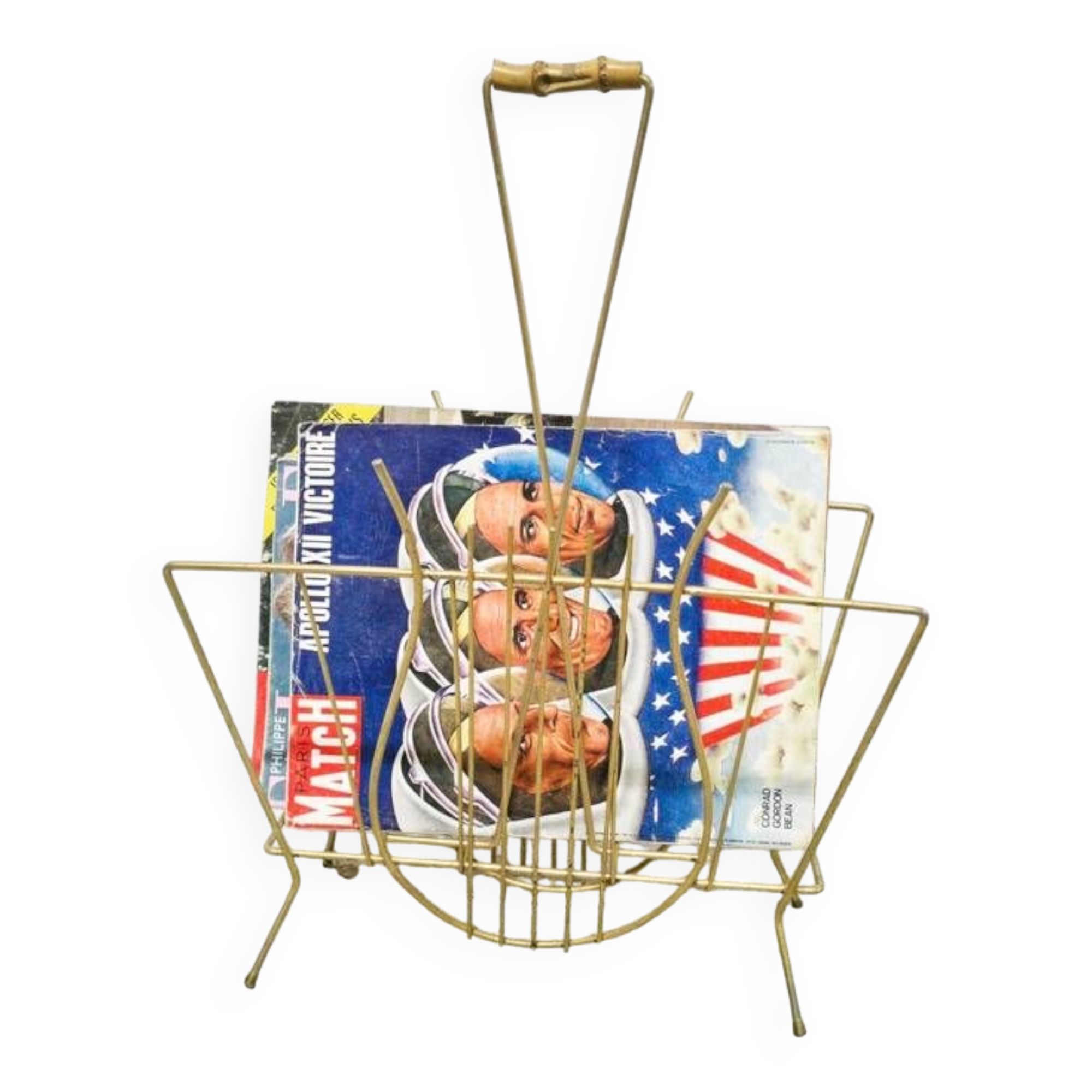 Guitar magazine rack in gold metal